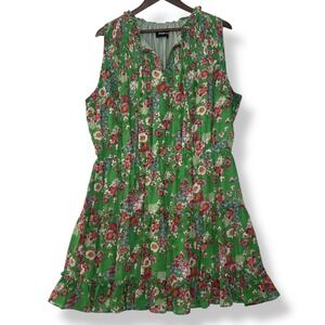 Sugarlips Green Floral Sleeveless Mini Dress